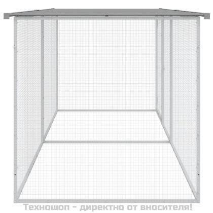 Клетка за пилета с покрив, светло сива, 203x98x90 см, поцинкована стомана