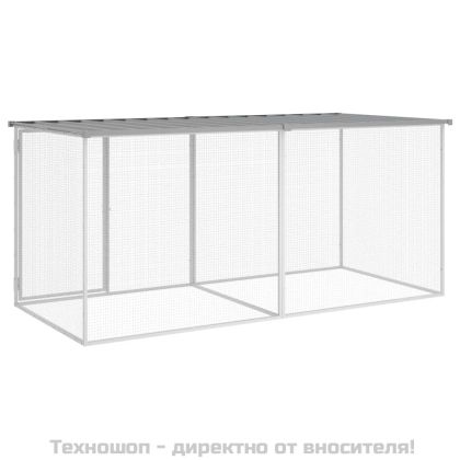 Клетка за пилета с покрив, светло сива, 203x98x90 см, поцинкована стомана