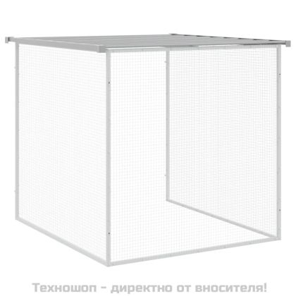 Клетка за пилета с покрив, светло сива, 203x98x90 см, поцинкована стомана