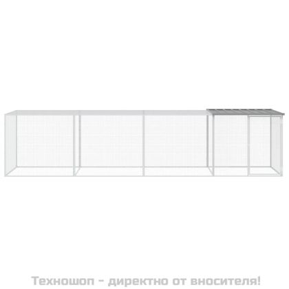 Клетка за пилета с покрив светлосива 403x98x90 см стомана