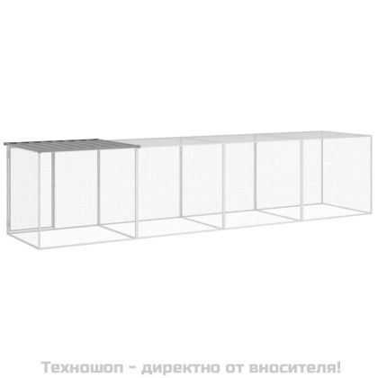 Клетка за пилета с покрив светлосива 403x98x90 см стомана
