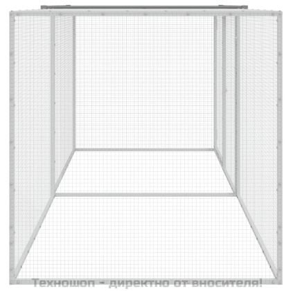 Клетка за пилета с покрив светлосива 203x98x90 см стомана