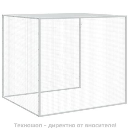 Клетка за пилета с покрив светлосива 203x98x90 см стомана