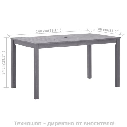 Градинска маса промито сиво 140x80x74 см акациево дърво масив