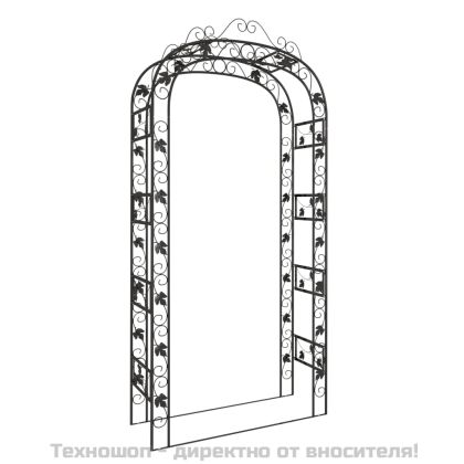 Градинска арка, черна, 116x45x240 см, стомана