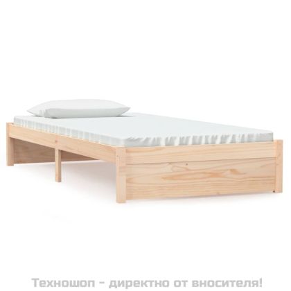 Рамка за легло, бяла, масивно дърво, 100х200 см