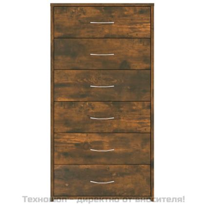 Сайдборд 6 чекмеджета опушен дъб 50x34x96 см инженерно дърво