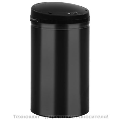 Кош за смет с автоматичен сензор 40 л въглеродна стомана черен