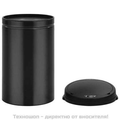 Кош за смет с автоматичен сензор 40 л въглеродна стомана черен