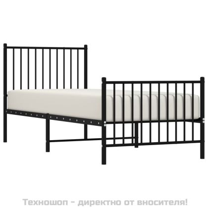 Метална рамка за легло с горна и долна табла, черна, 80x200 см