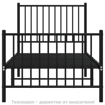 Метална рамка за легло с горна и долна табла, черна, 80x200 см