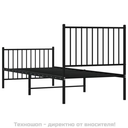 Метална рамка за легло с горна и долна табла, черна, 80x200 см