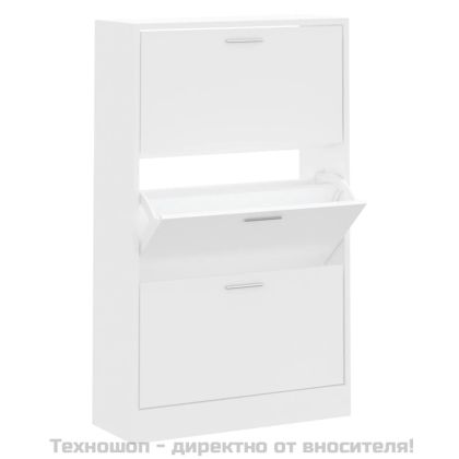 Шкаф за обувки, бял, 63x24x103 см, инженерно дърво