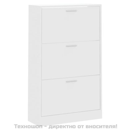 Шкаф за обувки, бял, 63x24x103 см, инженерно дърво