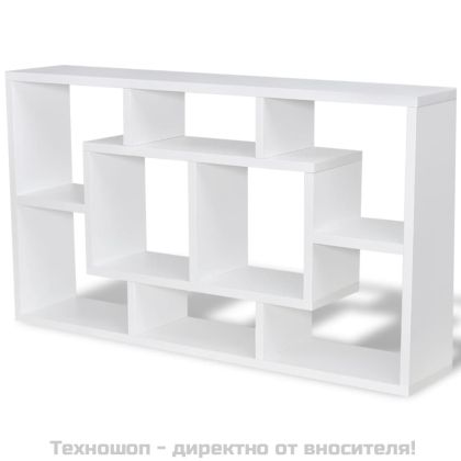 Стенна полица/рафт с 8 открити отделения, цвят бял