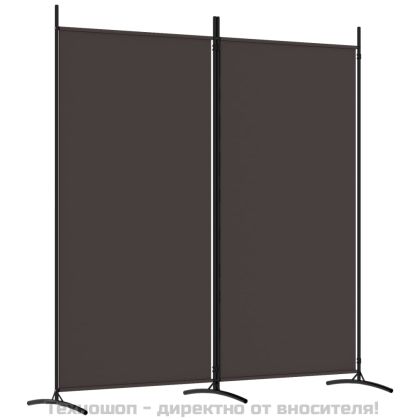 Параван за стая, 2 панела, кафяв, 175x180 см, плат