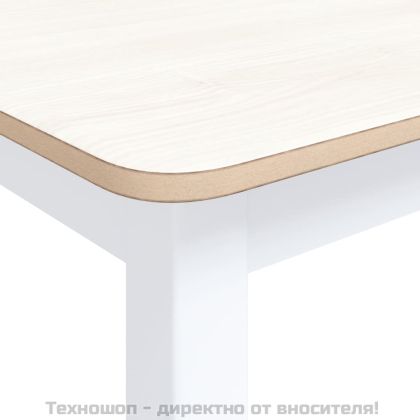 Трапезна маса бяло и кафяво 114x71x75 cм каучуково дърво масив