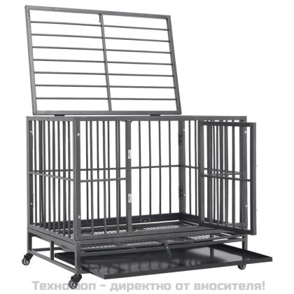 Клетка за кучета с колелца, стомана, 92x62x76 см