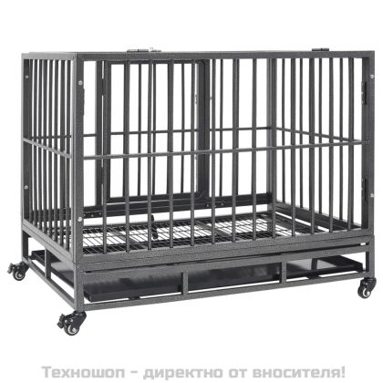 Клетка за кучета с колелца, стомана, 102x72x85 см