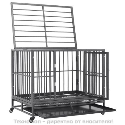 Клетка за кучета с колелца, стомана, 102x72x85 см