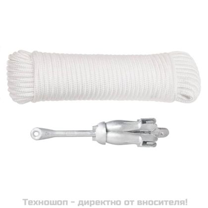 Сгъваема котва с въже, сребриста, 1,5 кг, ковък чугун