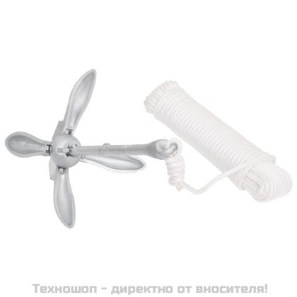 Сгъваема котва с въже, сребриста, 1,5 кг, ковък чугун