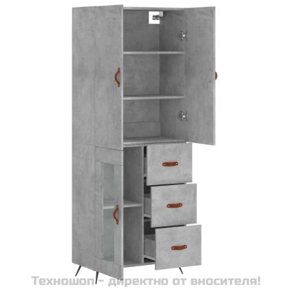 Висок шкаф, бетонно сив, 69,5x34x180 см, инженерно дърво