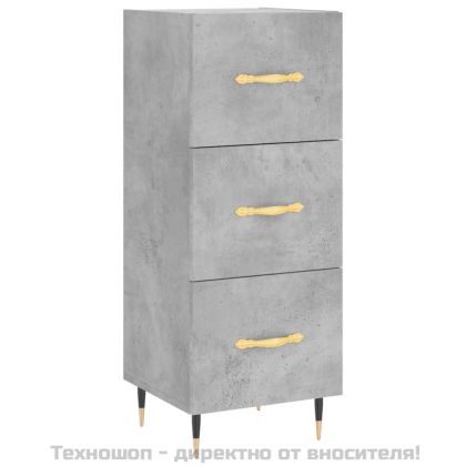 Висок шкаф, бетонно сив, 34,5x34x180 см, инженерно дърво