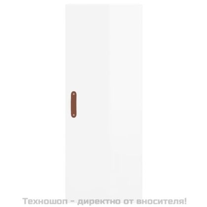 Висок шкаф, бял гланц, 34,5x34x180 см, инженерно дърво