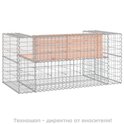 Градинска пейка габион 143x71x65,5 см дугласко дърво масив