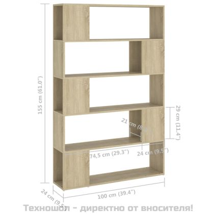 Разделител за стая, дъб сонома, 100x24x155 см, инженерно дърво