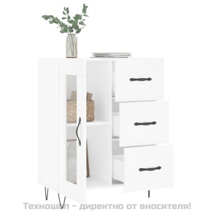 Сайдборд, бял, 69,5x34x90 см, инженерно дърво