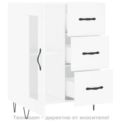 Сайдборд, бял, 69,5x34x90 см, инженерно дърво