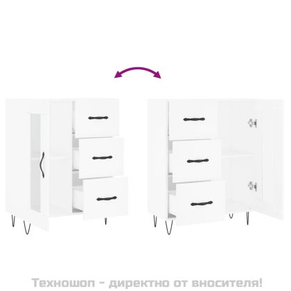 Сайдборд, бял, 69,5x34x90 см, инженерно дърво