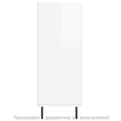 Сайдборд, бял гланц, 69,5x34x90 см, инженерно дърво