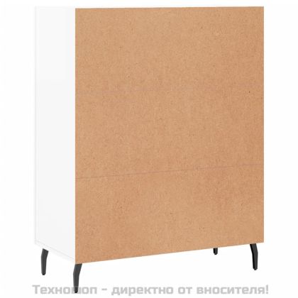 Сайдборд, бял гланц, 69,5x34x90 см, инженерно дърво