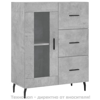 Сайдборд, бетонно сив, 69,5x34x90 см, инженерно дърво