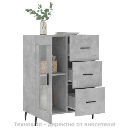 Сайдборд, бетонно сив, 69,5x34x90 см, инженерно дърво