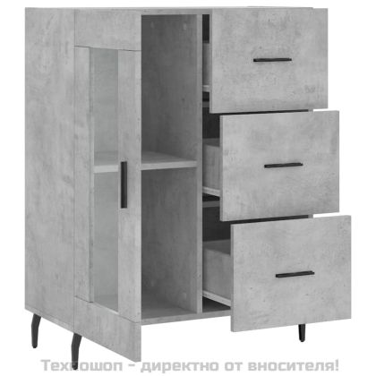 Сайдборд, бетонно сив, 69,5x34x90 см, инженерно дърво