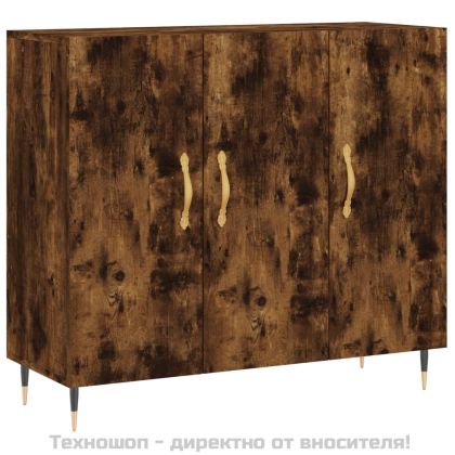 Сайдборд, опушен дъб, 90x34x80 см, инженерно дърво