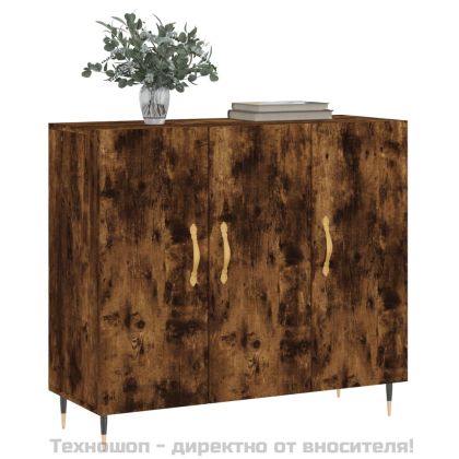 Сайдборд, опушен дъб, 90x34x80 см, инженерно дърво