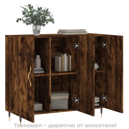 Сайдборд, опушен дъб, 90x34x80 см, инженерно дърво