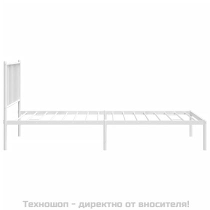 Метална рамка за легло с горна табла, бяла, 80x200 см