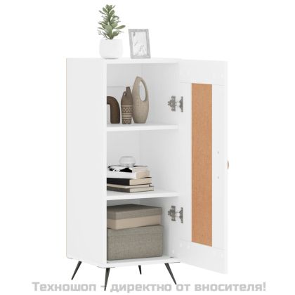 Сайдборд, бял, 34,5x34x90 см, инженерно дърво