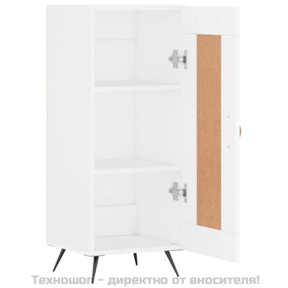 Сайдборд, бял, 34,5x34x90 см, инженерно дърво