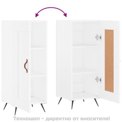 Сайдборд, бял, 34,5x34x90 см, инженерно дърво