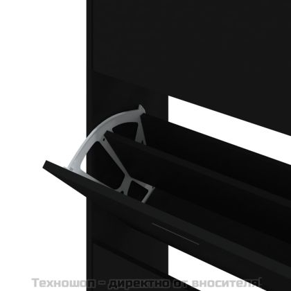 Шкаф за обувки, черен, 63x24x147 см, инженерно дърво