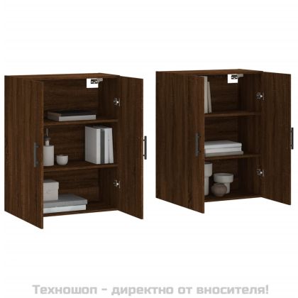 Стенни шкафове, 2 бр, кафяв дъб, 69,5x34x90 см