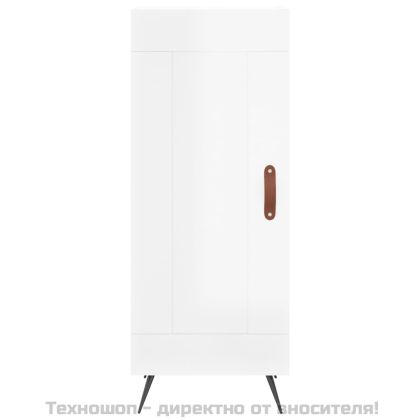Сайдборд, бял гланц, 34,5x34x90 см, инженерно дърво