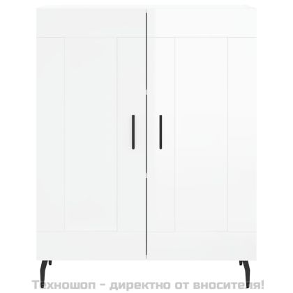 Сайдборд, бял гланц, 69,5x34x90 см, инженерно дърво